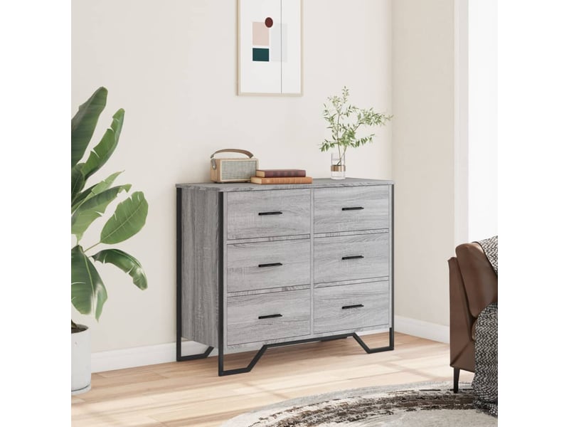  Commode, armoire à tiroirs bureau sonoma gris 91x35,5x74,5 cm bois d'ingénierie  - Conforama C