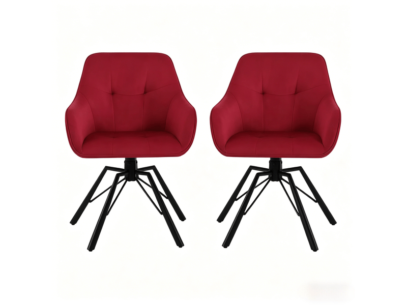  Chaise de salle à manger pivotante 2 pièces en velours rouge bordeaux evryae  - Conforama A