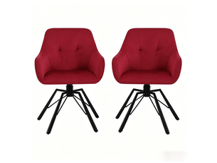 Chaise de salle à manger pivotante 2 pièces en velours rouge bordeaux evryae