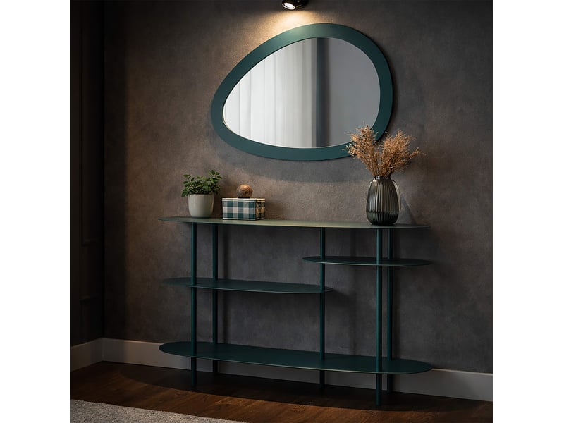  Console gamisi, 4 étagères, 10x42x132h cm vert canard Gamisi - Conforama B