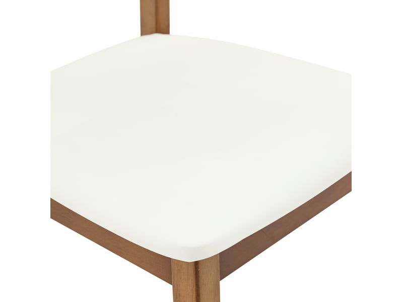  Lot de 2 chaises de salle à manger 44x50x88 cm, bois, chaise de cuisine, dossier ovale avec poignée, assise pu blanc  - Conforama D