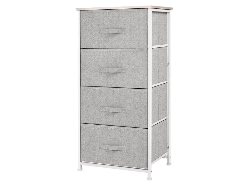  Commode en tissu, 4 tiroirs, dimensions : 45 x 30 x 92 cm (l x l x h), structure en métal  - Conforama B