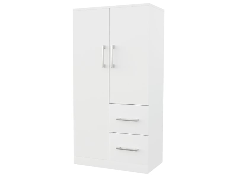 Armoire enfant blanche 70x40x135 cm – 2 portes et tiroirs, rangements - Conforama A