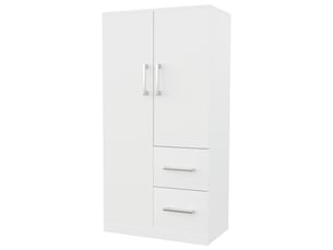 Armoire enfant blanche 70x40x135 cm – 2 portes et tiroirs, rangements