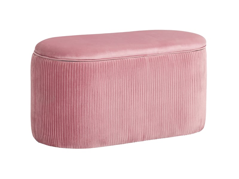  Banc coffre tcqpz rose style rétro en polyester aspect velours 81 x 40 x 41 cm  - Conforama A