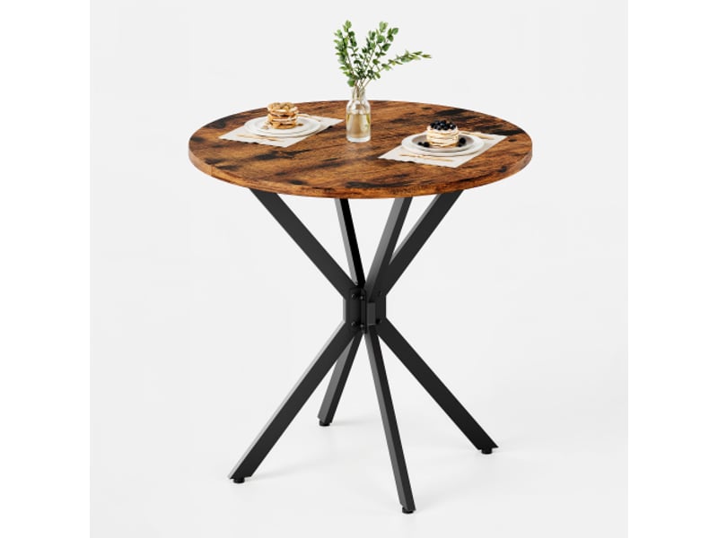  Table ronde industrielle ø80 cm – pieds en x brun-noir vintage, table cuisine et bureau à domicile  - Conforama A