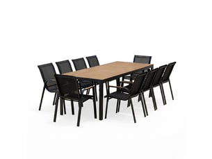 Salon de jardin 10 places avec table 240cm effet bois esperance