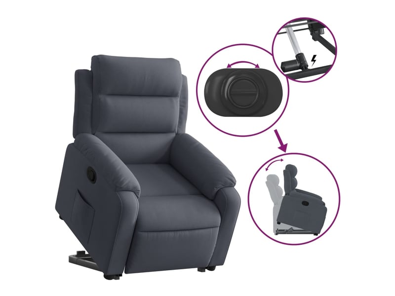 Fauteuil inclinable, fauteuil relax gris foncé velours shl25039  - Conforama E