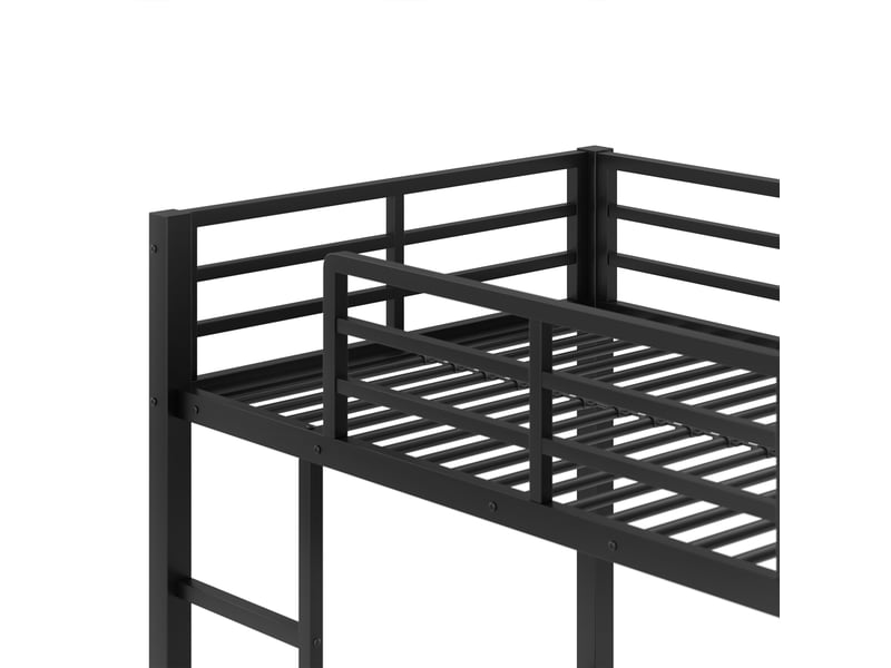  Lits superposés enfant 90x200 cm, led, table, tiroirs, garde-corps, sommiers, métal noir, sans matelas  - Conforama R
