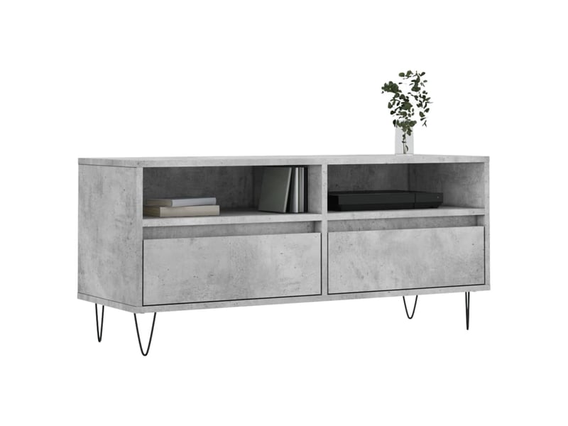  Meuble tv - banc tv - meuble de rangement gris béton 100x34,5x44,5 cm bois d'ingénierie  - Conforama C