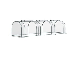 Mini serre de jardin 350 x 100 x 80 cm – transparente – film pvc, cadre acier et ouverture relevable