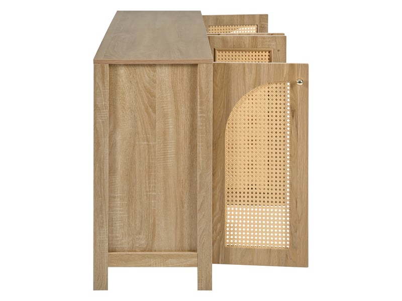  Buffet en rotin naturel meuble de rangement 4 portes style minimaliste pour salon et cuisine 145x80x40cm  - Conforama R