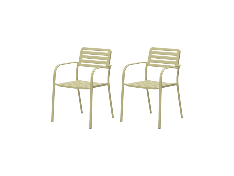  Lot de 2 fauteuils de jardin empilables en métal crème - baca  - Conforama A