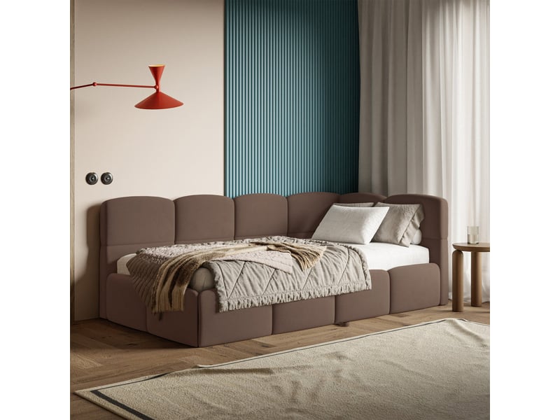 Selsey cloudy - lit rembourré - 170x185 cm - velours marron - côté droit Cloudy - Conforama C