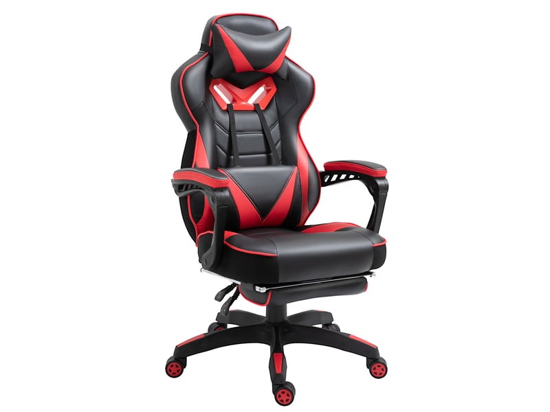  Chaise gaming de bureau noire à massage, réglable avec repose-pieds et dossier inclinable à 170°  - Conforama A