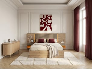Bobochic lit coffre avec leds ryokan et chevets intégrés taupe 140x190