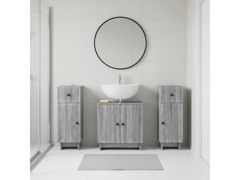  Ensemble de meuble de salle de bain 3 pièces ede sonoma gris cf63428  - Conforama B