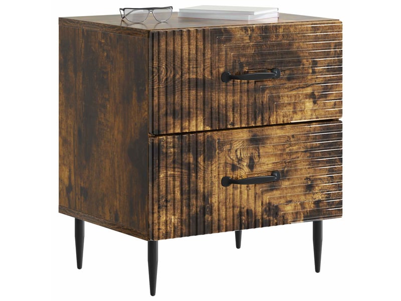  Table de chevet - cabinet de chevet - table de nuit 2 pièces chêne fumé 43 x 34,5 x 47,5 cm  - Conforama B