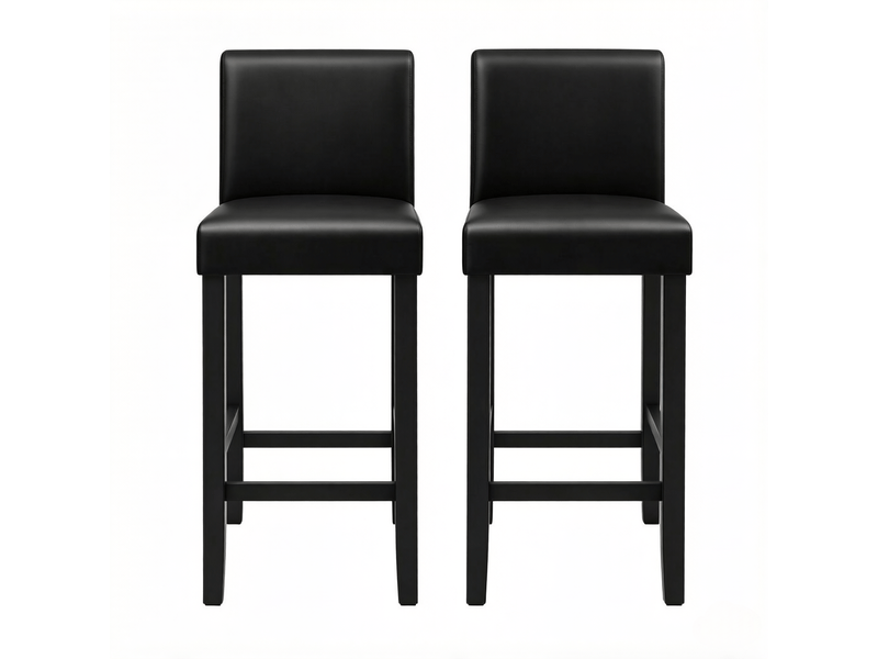  Tabourets de bar lot de 2 avec dossier - lpospi - repose-pieds, simili cuir noir, 41 × 37,5 × 110 cm  - Conforama A