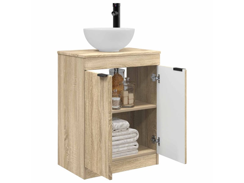  Meuble salle de bain avec évier, meuble de rangement chêne sonoma 54x35x83 cm shl9615  - Conforama C
