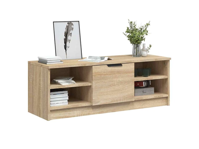  Meuble tv - banc tv - meuble de rangement chêne sonoma 102x35,5x36,5 cm bois d'ingénierie  - Conforama D