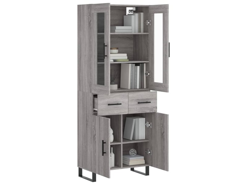  Buffet haut - bahut - meuble de rangement sonoma gris 69,5x34x180 cm bois d'ingénierie  - Conforama C