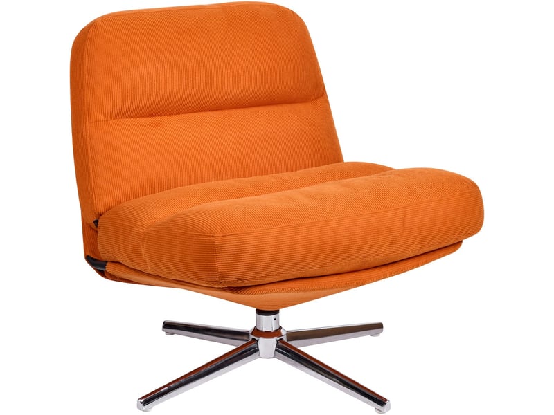  Fauteuil pivotant en velours côtelé orange et piètement chromé - julia Julia - Conforama D