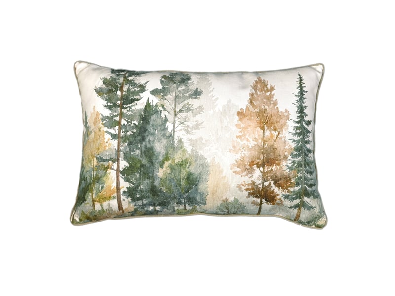  Coussin déhoussable motif aquarelle forêt 40x60 cm  - Conforama D