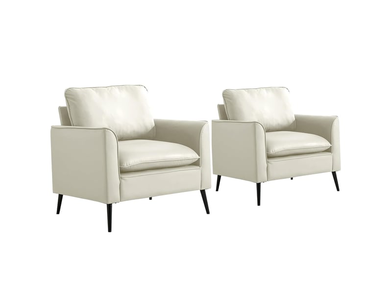  Fauteuil 1 place ulevr en simili cuir blanc 80 x 68 x 80 cm, style nordique rétro  - Conforama A