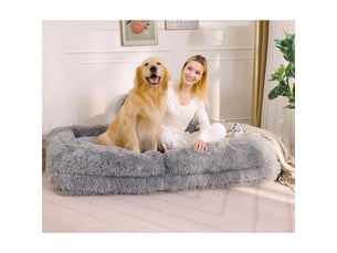 Fauteuil lit de sol inclinable 5 positions 102 x 89 x 88 cm – lit panier géant humain transformable avec coussin lombaire – peluche – gris clair