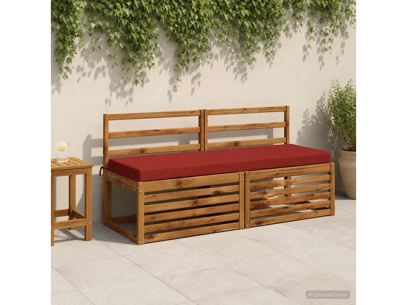  Lot de 2 coussins de banc, coussins d'assise soest 100 % polyester rouge cf57400  - Conforama B