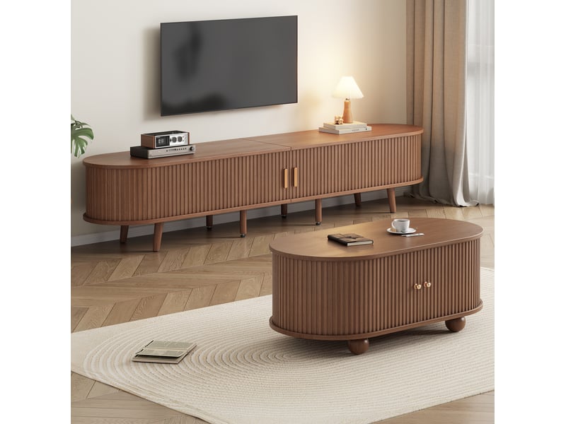  Ensemble meuble tv et table basse modenvie 2 pièces en mdf noyer 170 x 40 x 42 cm  - Conforama D