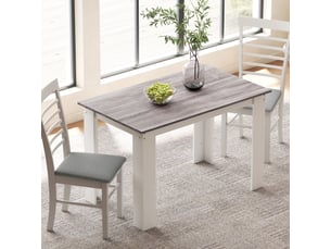 Table à manger table de cuisine moderne avec grand plateau 4-6 personnes en panneau de particules 120x69x75cm gris