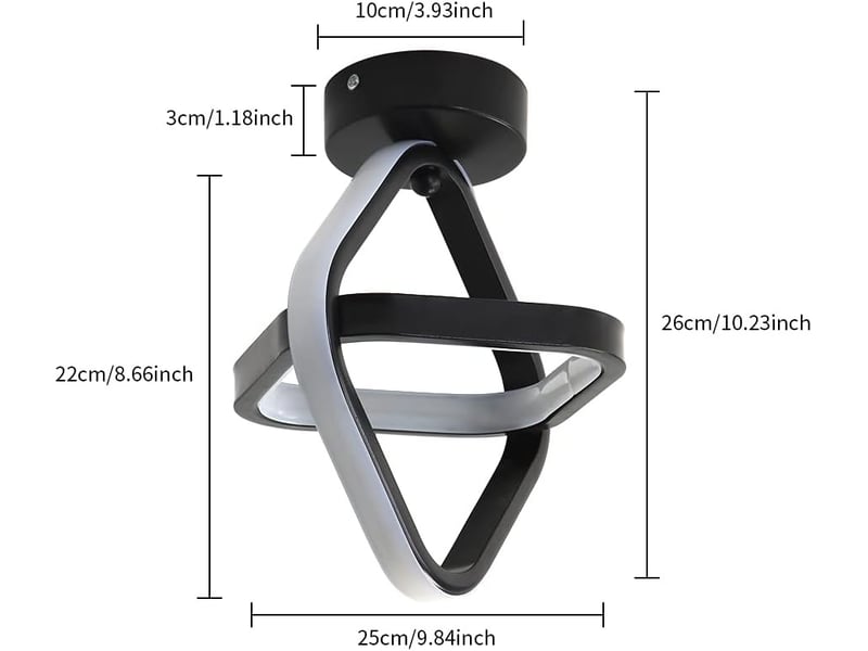  Plafonnier de couloir carré 24w 2700 lm – pour couloir et balcon, ø25 cm  - Conforama B