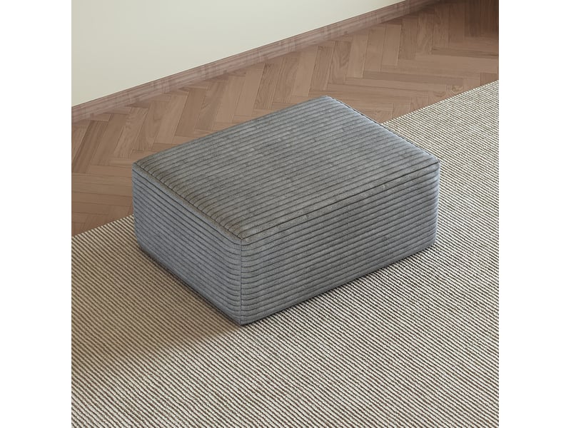  Pouf ottoman avec assise confortable, sans montage, pour salon, en velours côtelé gris 95 × 70 × 40 cm  - Conforama C