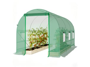 Serre tunnel de jardin 8 m², serre de jardin tunnel avec porte et 6 fenêtres, bâche pe 140 gm² 400 x 200 x 200 cm vert