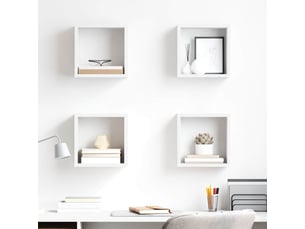 Lot de 4 étagères cube murales, armoires de rangement blanc 26x15x26 cm cf42741