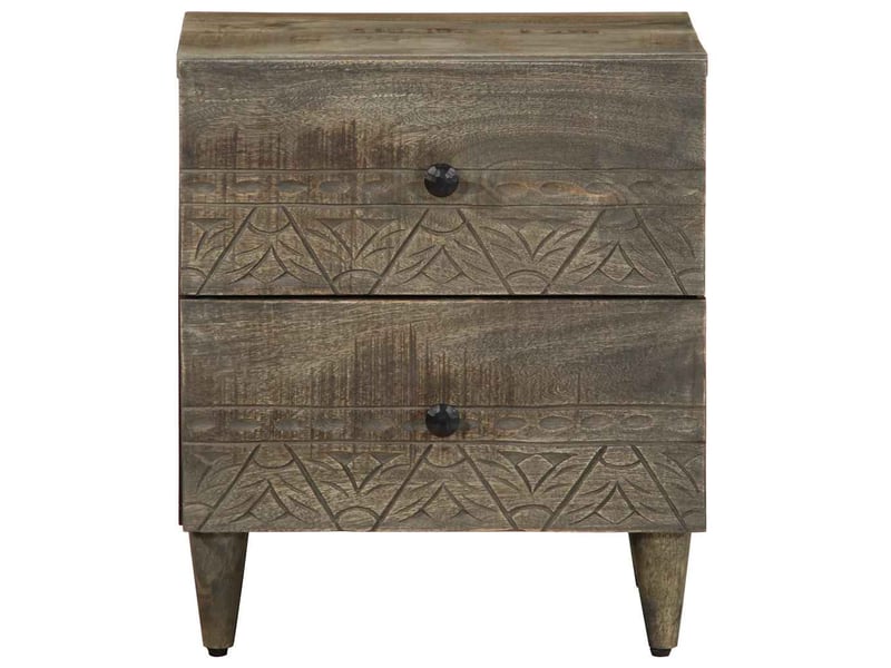 Lot de 2 tables chevet - cabinet de chevet - table de nuit gris clair 40x33x46 cm bois manguier solide - Conforama C