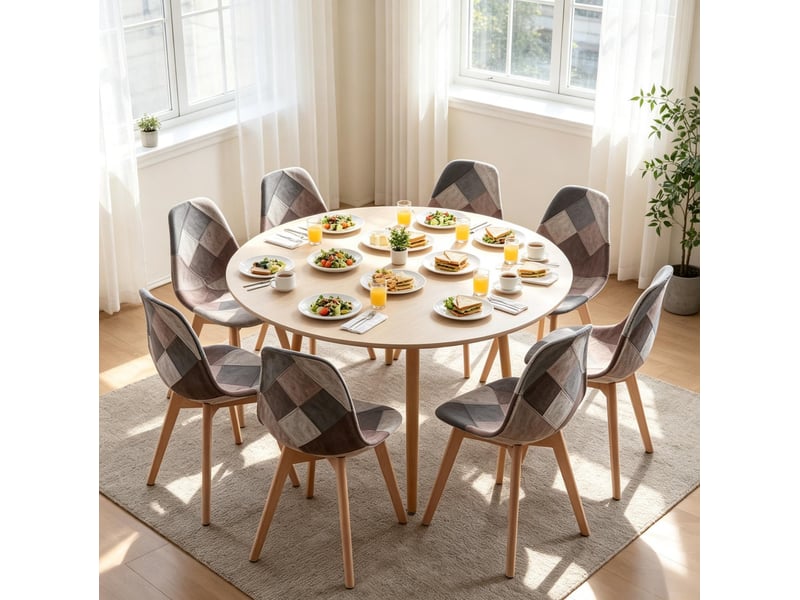  Lot de 8 chaises de salle à manger 46x40x85 cm design moderne bois métal multicolore  - Conforama B