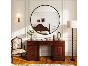 Miroir mural 75x75 cm, cadre en aluminium, forme circulaire, lignes épurées, pour salle de bain ou séjour,noir