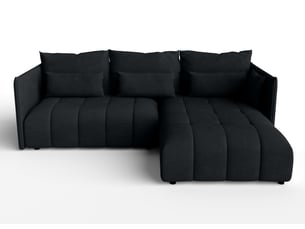 Canapé d'angle réversible convertible <strong>AX LIVING </strong> <strong>Cosmova</strong> 4 places Velours noir avec coffre de rangement