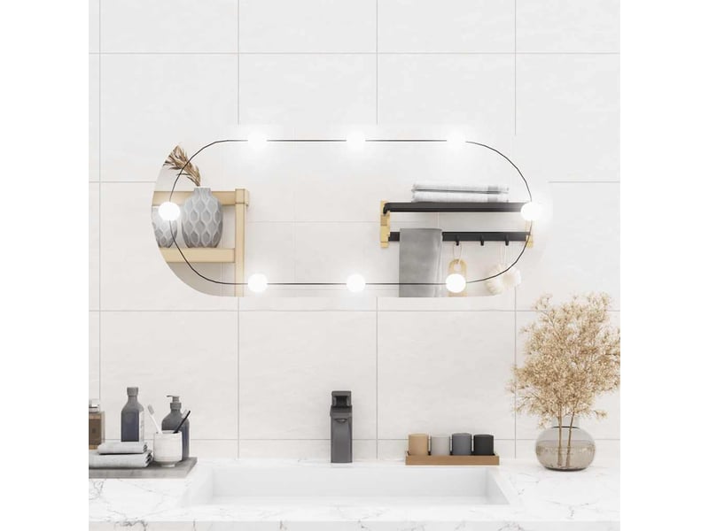 Miroir mural avec lumières led 35x80 cm verre ovale cf62818 - Conforama B