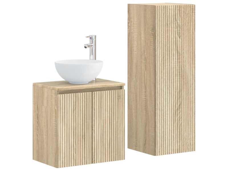  Ensemble de mobilier de salle de bain 2 pcs chêne sonoma shl7712  - Conforama A