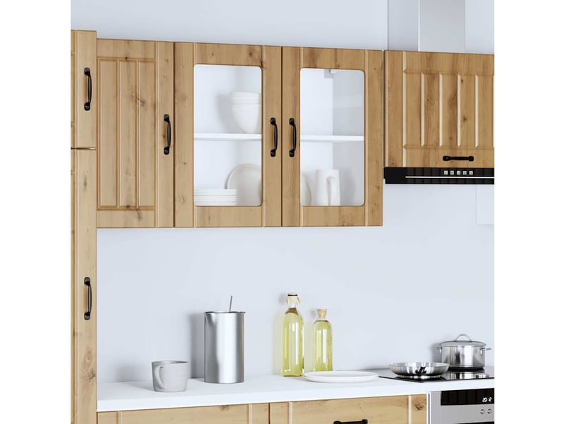  Meuble de rangement, armoire murale de cuisine avec porte en verre lucca  - Conforama D
