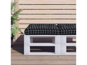 Coussin de palette, coussin de chaise, coussin de canapé motif à carreaux noir 60x60x12 cm tissu cf55370