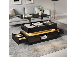 Table basse rectangulaire coloris noir <strong></strong> <strong>Sol Morn</strong> - 48 cmx90 cm
