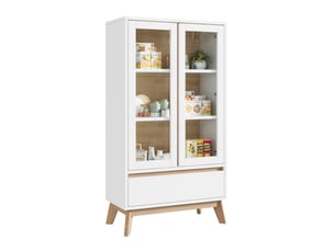Meuble de rangement cuisine 80x40x150 cm avec portes, tiroir et étagères réglables, buffet haut scandinave en panneaux de particules - blanc