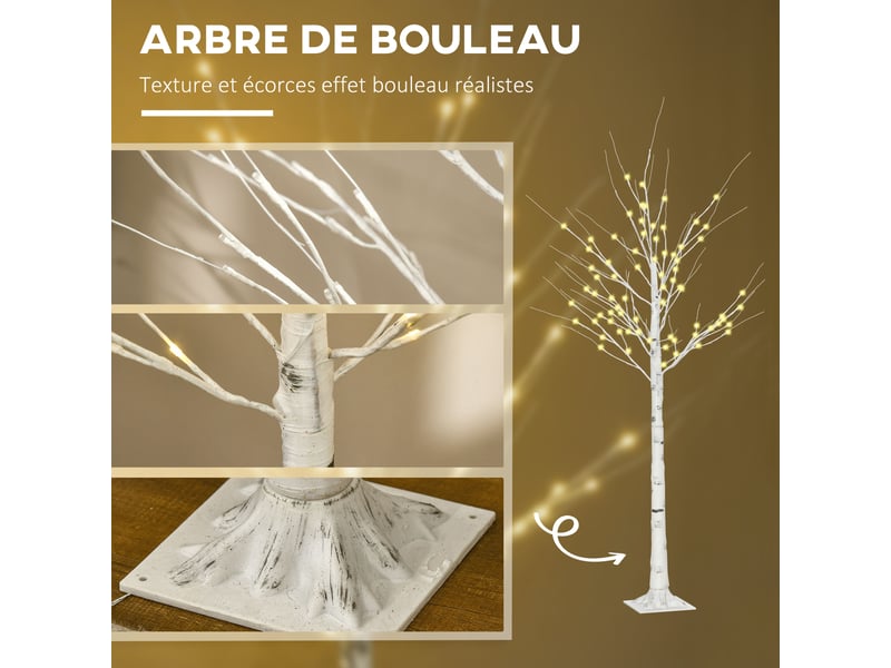  Arbre lumineux led, décoration lumineuse blanc chaud, 96 leds 180 cm, décoration de noël, chambre, maison, blanc  - Conforama E