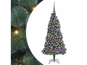 Sapin de noël, arbre de noël artificiel pré-éclairé avec set de boules vert