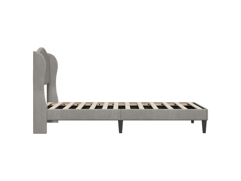 Lit simple- lit adulte - cadre de lit avec tête de lit gris clair 80 x 200 cm velours - Conforama D